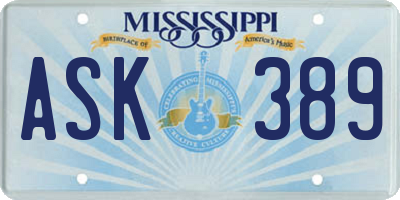 MS license plate ASK389
