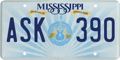 MS license plate ASK390