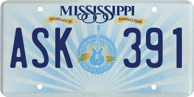 MS license plate ASK391