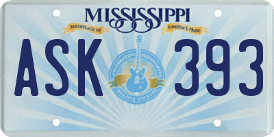 MS license plate ASK393