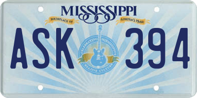 MS license plate ASK394
