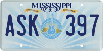 MS license plate ASK397
