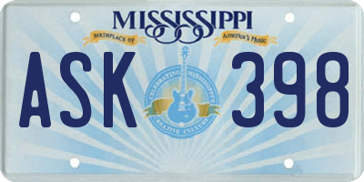 MS license plate ASK398