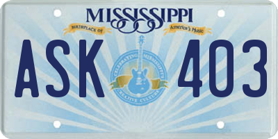 MS license plate ASK403