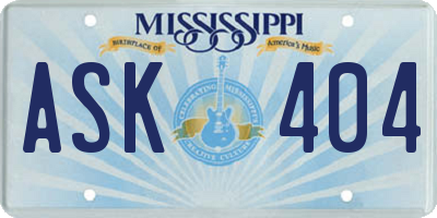 MS license plate ASK404