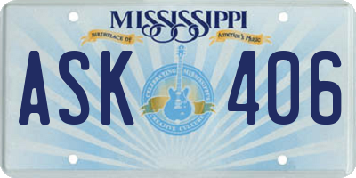 MS license plate ASK406