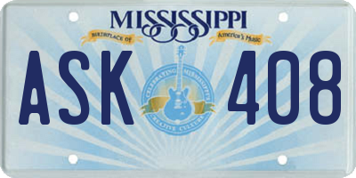 MS license plate ASK408