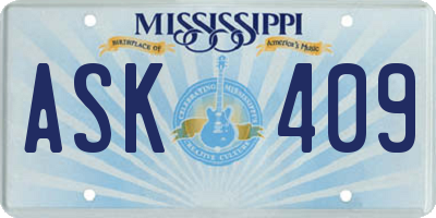 MS license plate ASK409