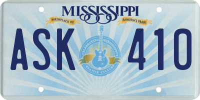 MS license plate ASK410
