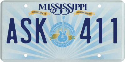 MS license plate ASK411