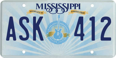 MS license plate ASK412