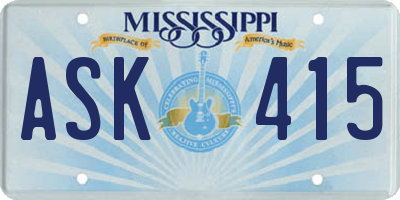 MS license plate ASK415