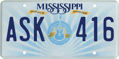MS license plate ASK416