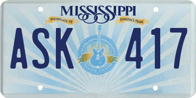 MS license plate ASK417