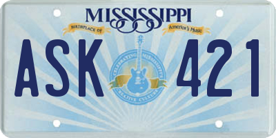 MS license plate ASK421