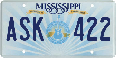 MS license plate ASK422