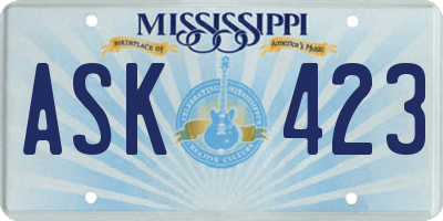 MS license plate ASK423