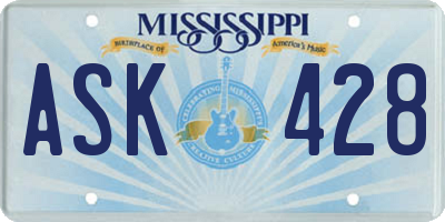 MS license plate ASK428