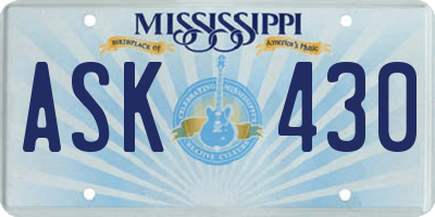 MS license plate ASK430