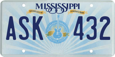 MS license plate ASK432