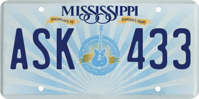 MS license plate ASK433