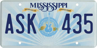 MS license plate ASK435