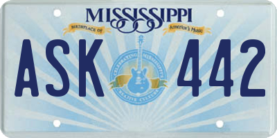 MS license plate ASK442