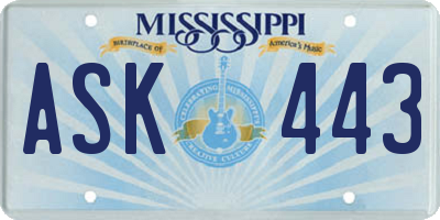 MS license plate ASK443