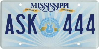 MS license plate ASK444