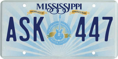 MS license plate ASK447