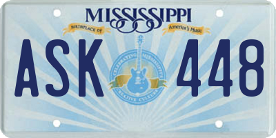 MS license plate ASK448