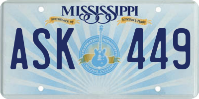 MS license plate ASK449