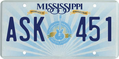 MS license plate ASK451