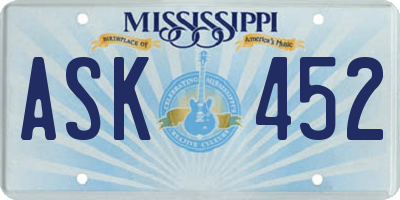 MS license plate ASK452