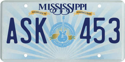 MS license plate ASK453