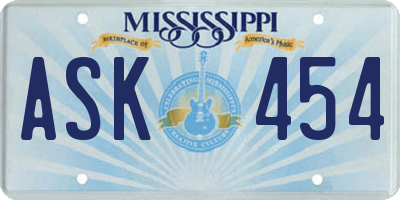 MS license plate ASK454