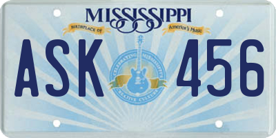 MS license plate ASK456