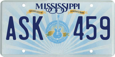 MS license plate ASK459