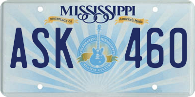 MS license plate ASK460