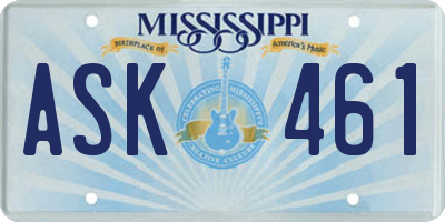 MS license plate ASK461