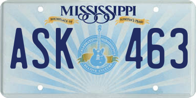 MS license plate ASK463