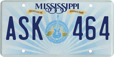MS license plate ASK464