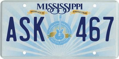 MS license plate ASK467