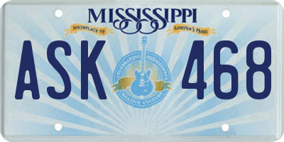MS license plate ASK468