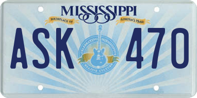 MS license plate ASK470