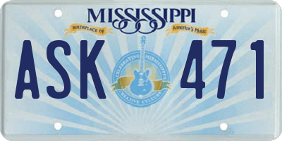 MS license plate ASK471