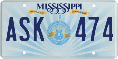MS license plate ASK474