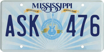 MS license plate ASK476