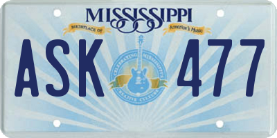 MS license plate ASK477