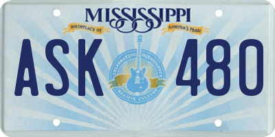 MS license plate ASK480